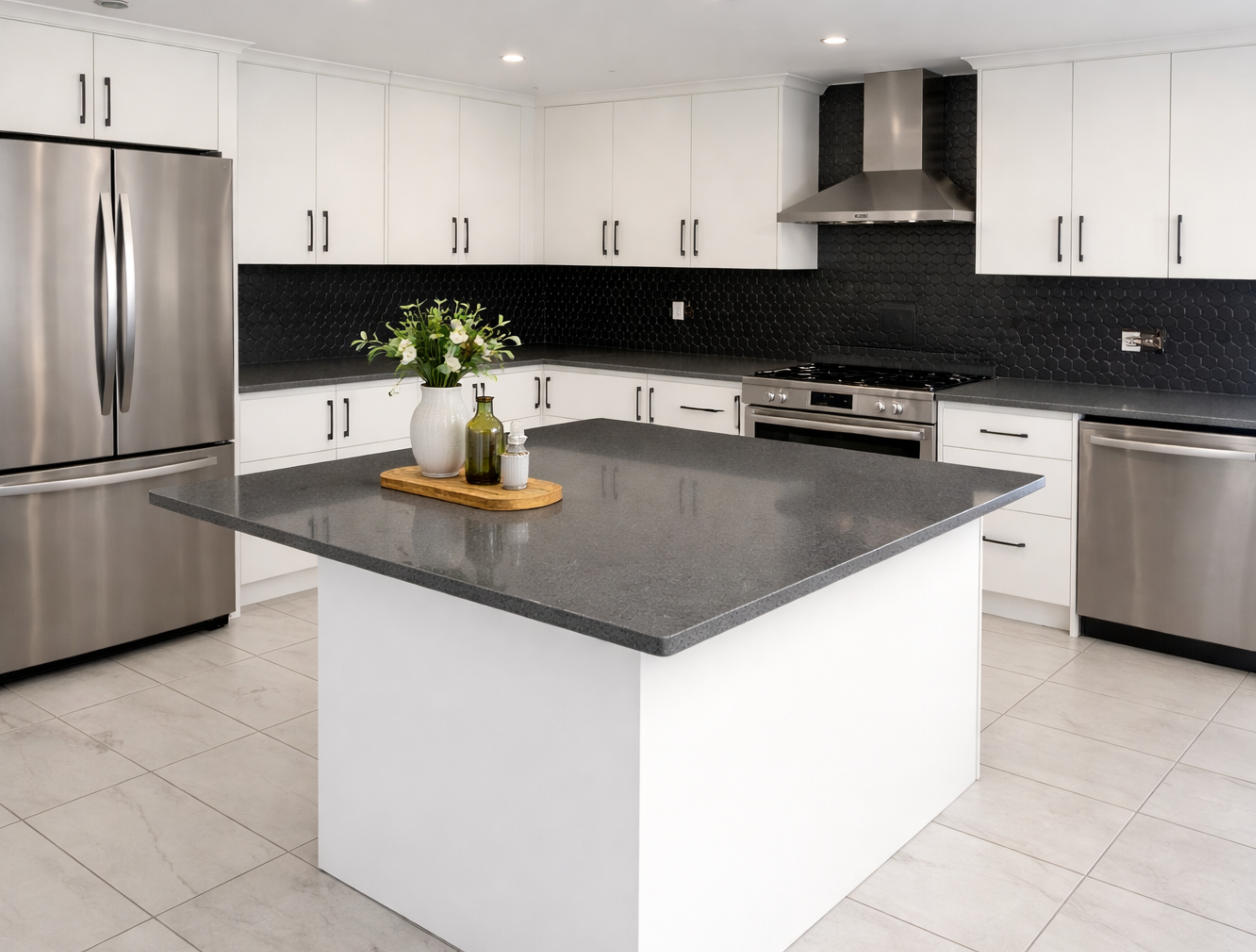 Custom stone home bar countertop layout